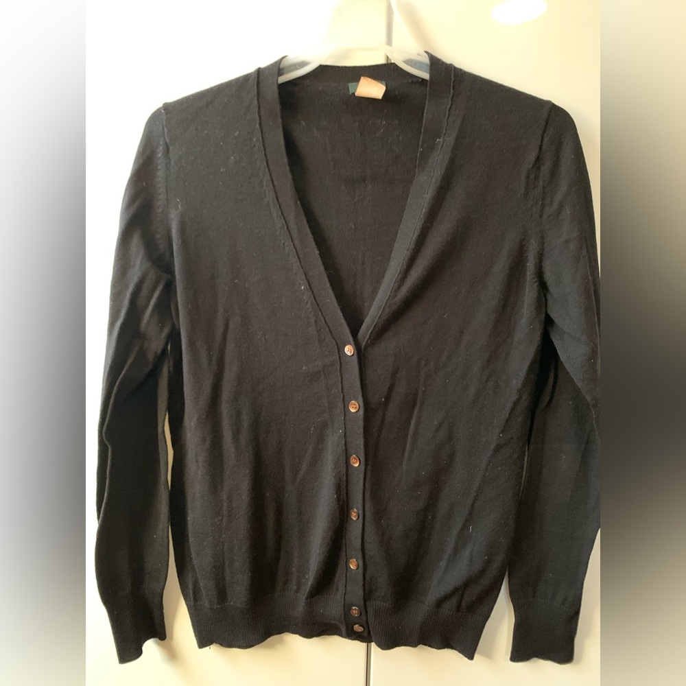 J Crew black merino wool cardigan
